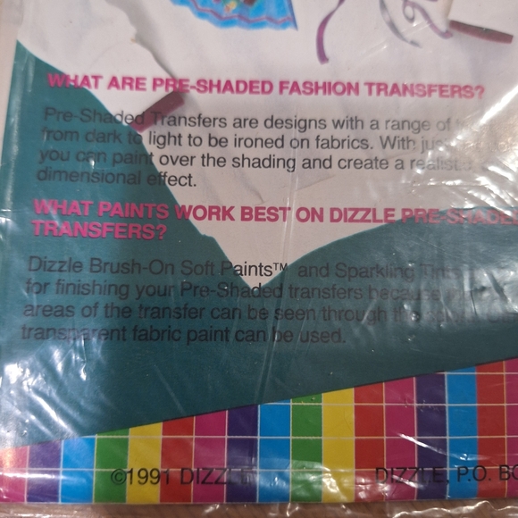 NOS 1991 DIZZLE Pre-Shaded Victorian Fans 14" X 17" Sheet Hot Iron On #52092 - Picture 5 of 10